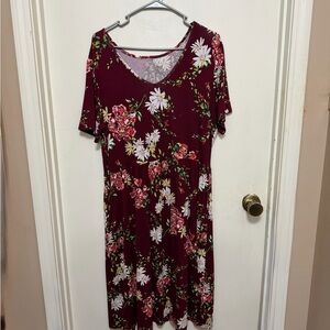 Floral Burgundy Dress